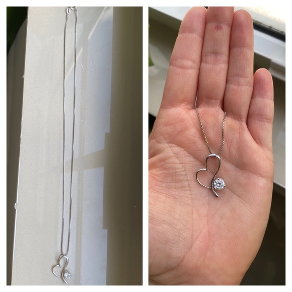 NWOT Silver 925 Heart Shape Zirconia Stone Pendant - Picture 1 of 5